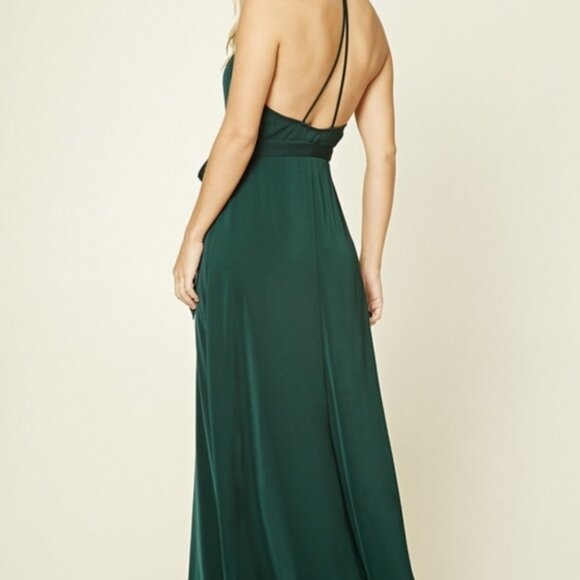 FOREVER 21 Hunter Green Maxi Wrap Dress Size Medium - Picture 4 of 6
